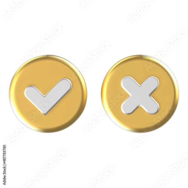 Obraz Realistic Right And Wrong 3D Button Vector Illustration.