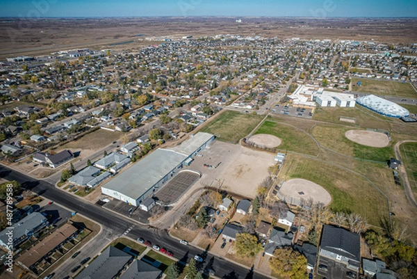Fototapeta Aerial view of Martensville in central Saskatchewan