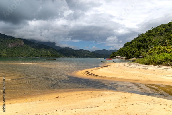 Obraz calm beach with mountains around