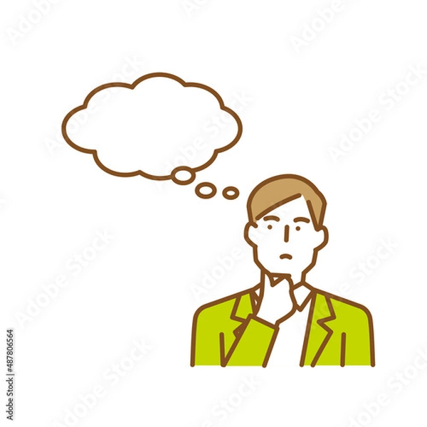 Obraz アゴに手をあて何かを想像する若い男性