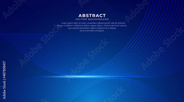 Fototapeta Abstract blue light wave background modern. Concept technology futuristic lines with light effect. Space for text. Motion lines vector design for cover, brochure, book, banner web, advertising