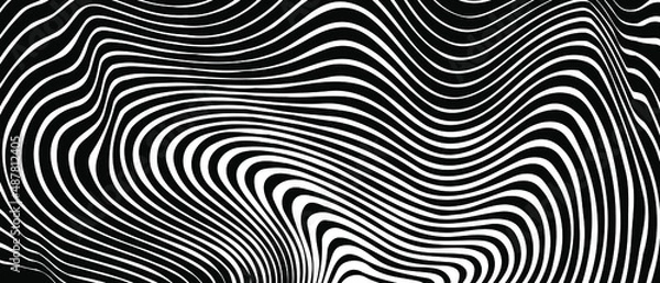 Obraz Modern abstract wave lines on black background. Vector EPS 10