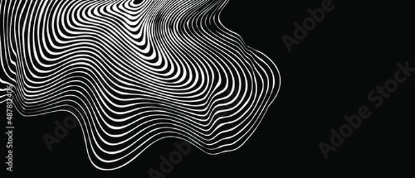 Obraz Modern abstract wave lines on black background. Vector EPS 10