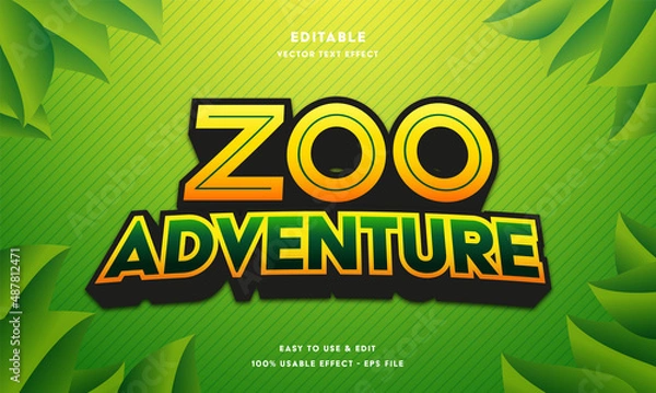 Fototapeta zoo adventure editable text effect template 