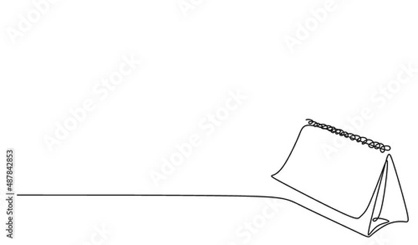 Fototapeta continuous drawing with one line of the desktop calendar, memorable date, holiday, day of the week and weekend.