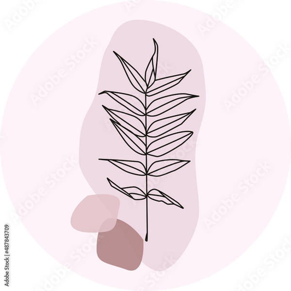 Fototapeta twig icon with leaves in a circle