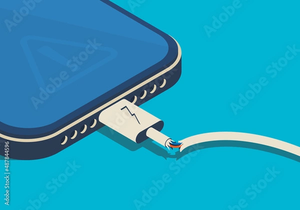 Obraz Isometric smartphone with broken cable