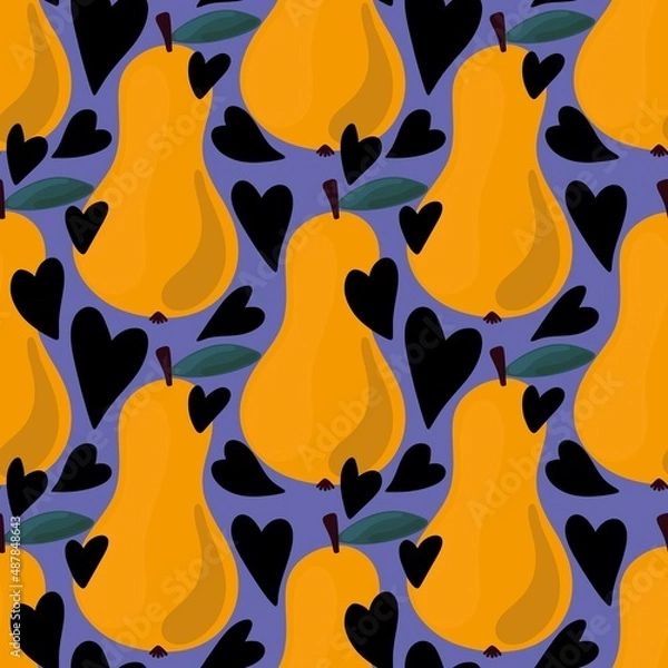 Fototapeta Fruit seamless pears pattern for fabrics and textiles and packaging and gifts and cards and linens and kids 