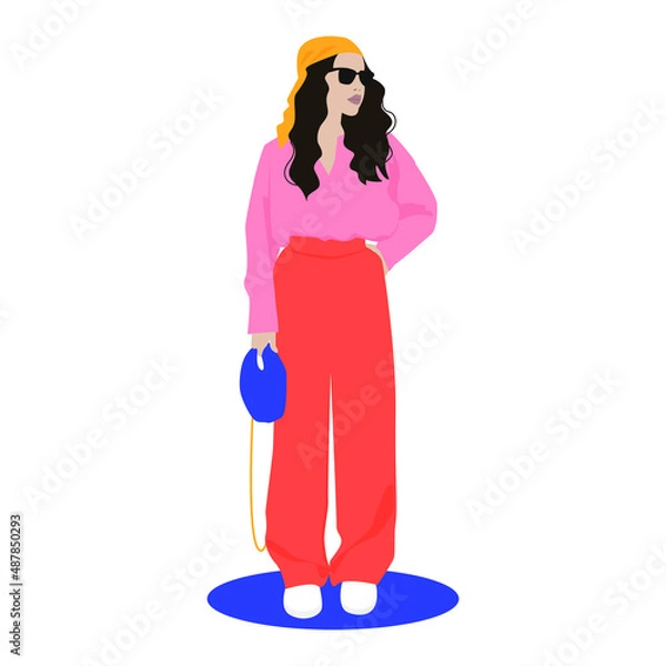 Obraz stylish girl in bright clothes vector