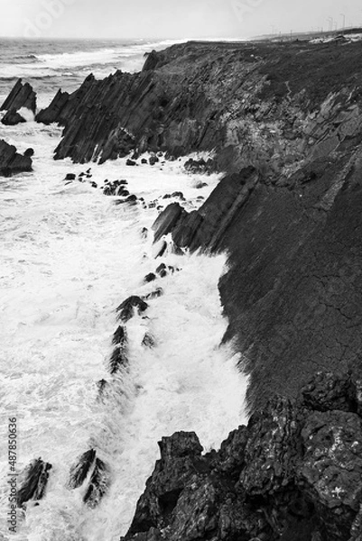 Fototapeta Coast of Portugal, cliffs in the area of Nazaré, Atlantic ocean.