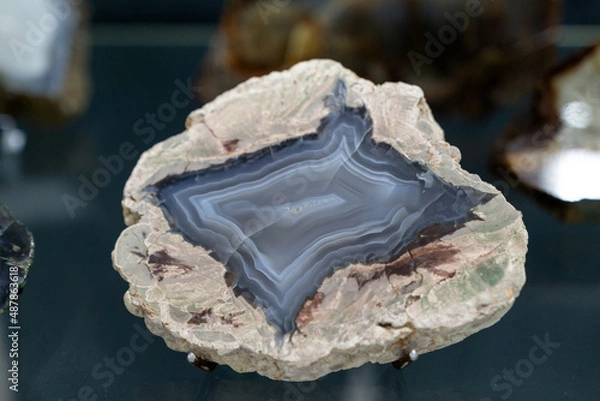Fototapeta agate, a beautiful mountain semi-precious stone on display