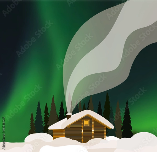 Obraz Panorama Lapland, flat vector illustration