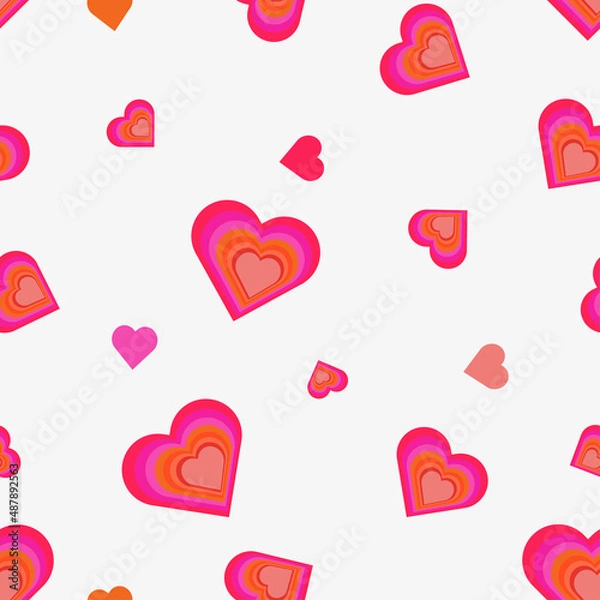 Fototapeta Romantic pattern with hearts. Seamless vector background for packaging, advertising, banner, textile.