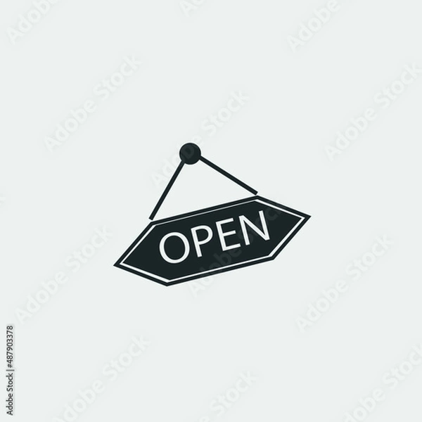 Fototapeta Open and closed store vector icon solid grey