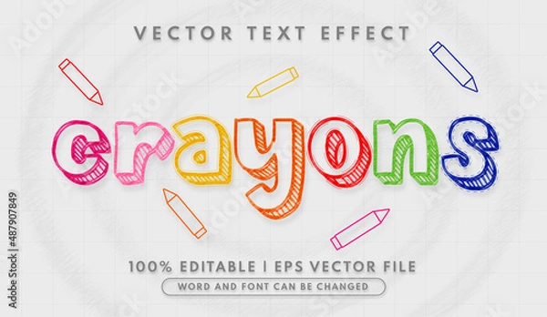 Obraz Colorful crayons editable text effect template