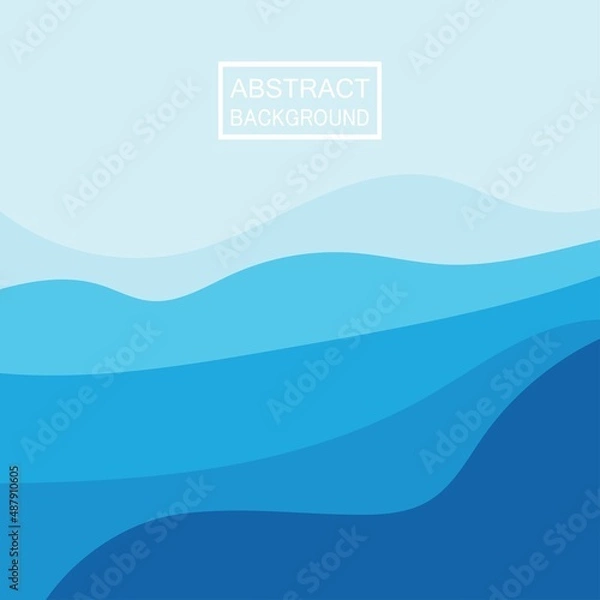 Fototapeta Blue wave vector abstract background flat design stock illustration