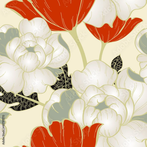 Obraz Beautiful seamless pattern with floral background.