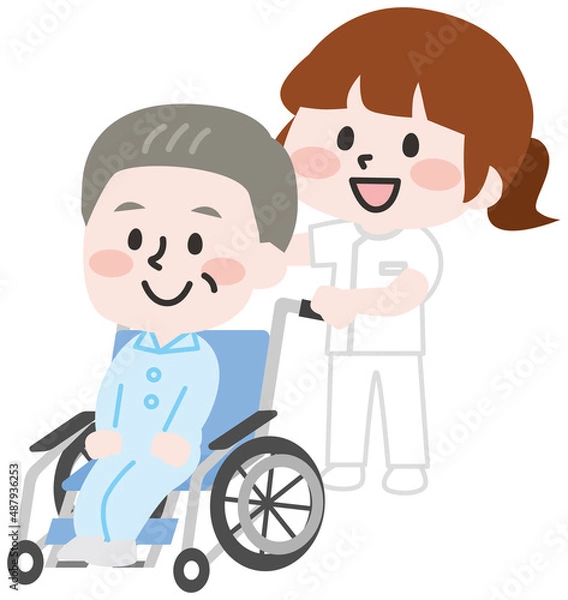 Fototapeta 車いすを押す看護師 