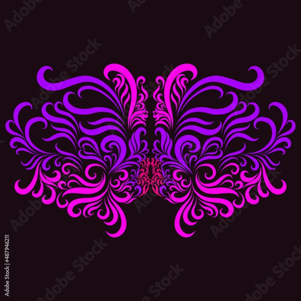 Obraz abstract elegant design decorative filigree vintage pattern pink and purple and red on dark background