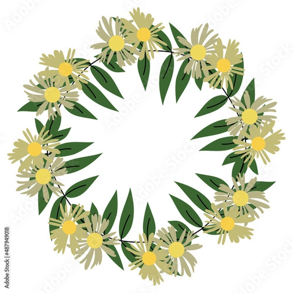 Fototapeta Vector flower wreath composition. Floral frame for greeting, invitation, postcard design.