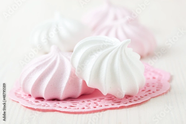 Obraz Meringues on pink mat