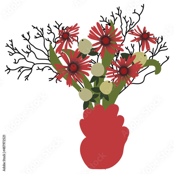 Fototapeta Vector floral composition. Floral bouquet for greeting, invitation, card design, website, decorator