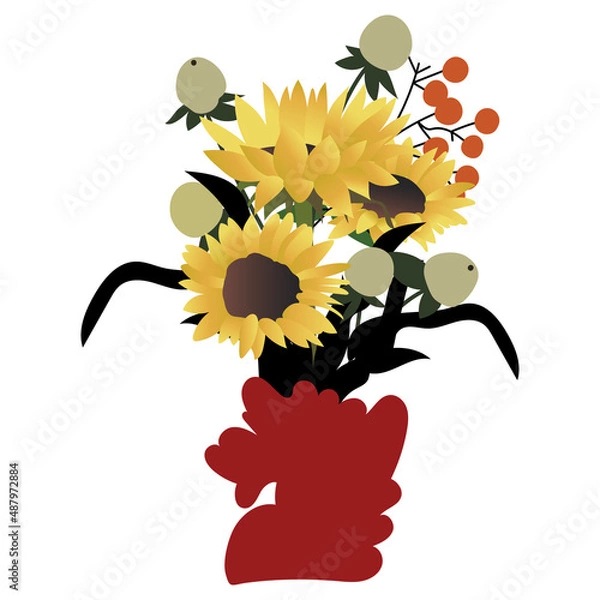 Fototapeta Vector floral composition. Floral bouquet for greeting, invitation, card design, website, decorator