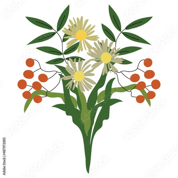 Fototapeta Vector floral composition. Floral bouquet for greeting, invitation, card design, website, decorator