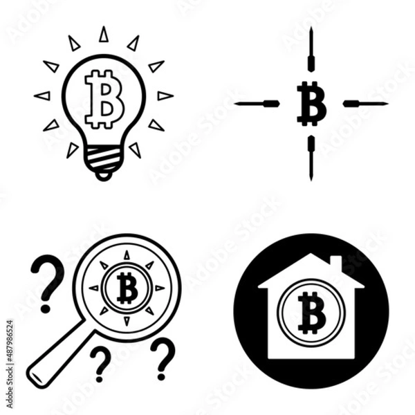 Obraz Bitcoins1-2 Flat Icon Set Isolated On White Background
