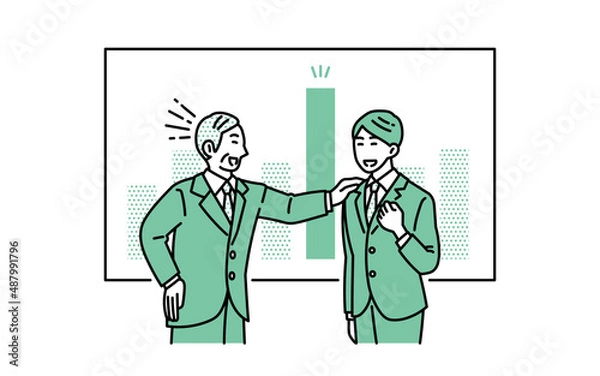 Fototapeta ピグマリオン効果　成績を褒められる社員のイラスト