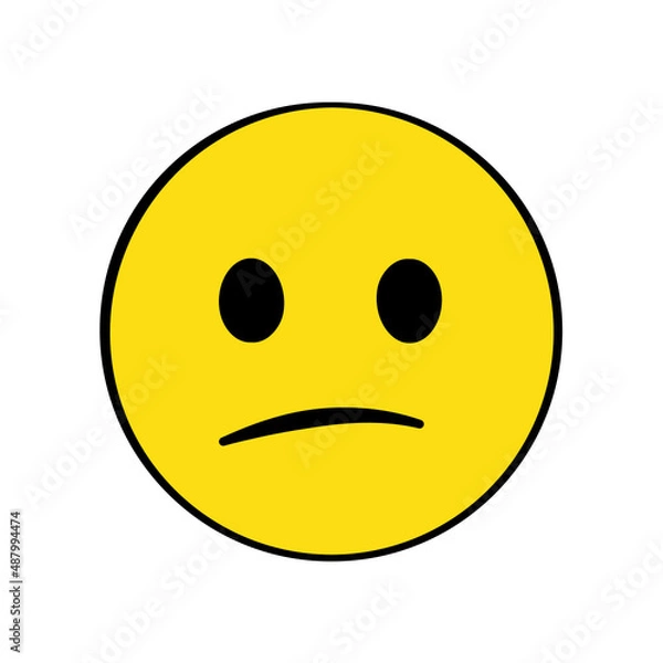 Fototapeta Confused face emoji. Isolated. Vector. Cartoon