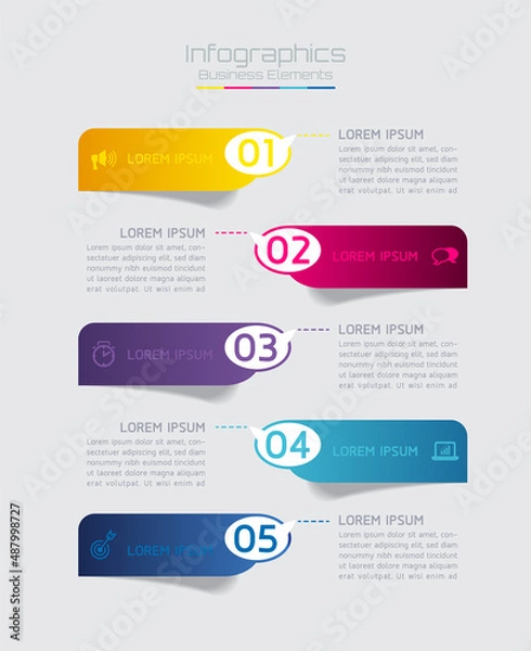 Fototapeta Vector illustration, infographics design, template, marketing, information, with 4 options or steps