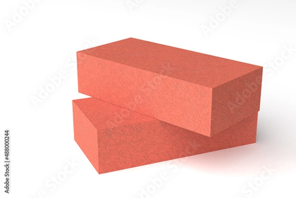 Obraz Brick red isolate on white background 3d rendering