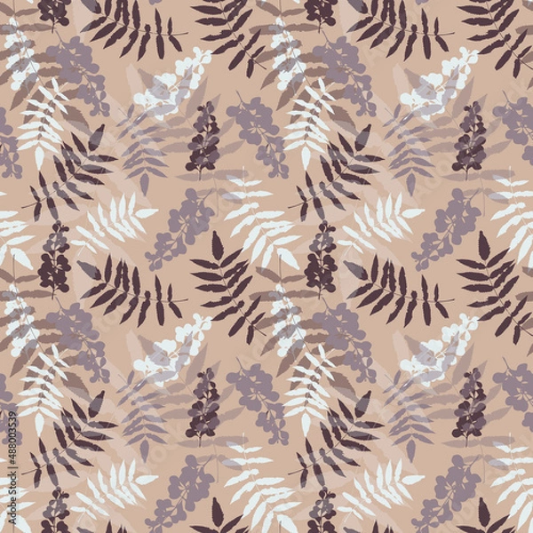 Obraz Nature seamless pattern, abstract pattern with plants, botanical design, vector