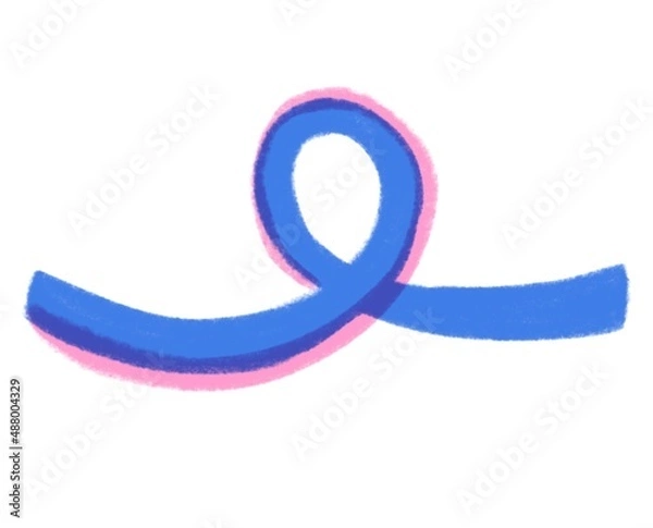 Fototapeta blue and pink ribbon on white background. Single element for print, sticker 