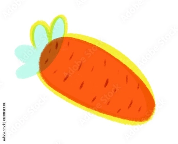 Fototapeta Carrot element for sticker or print. Bright illustration with cartoon vegetable on white background.