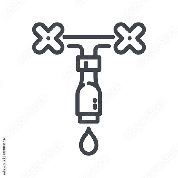 Fototapeta Vector faucet line icon isolated on transparent background.