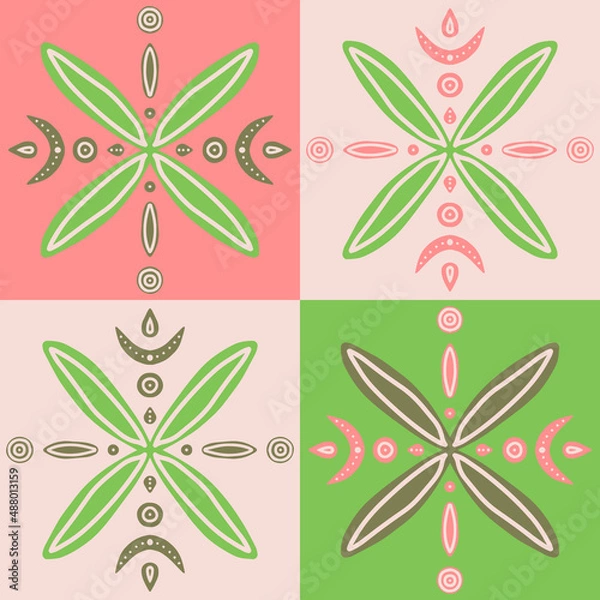 Fototapeta ceramic tile in patchwork style vector pattern ethnic backgrounds