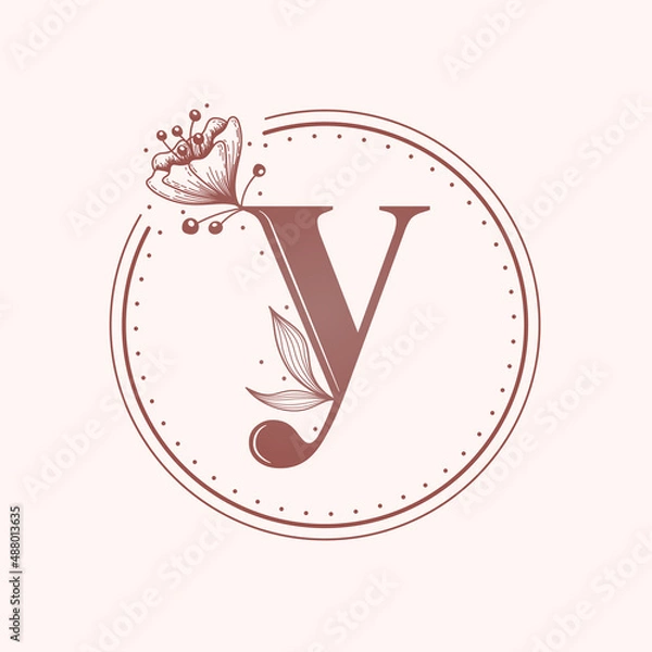 Obraz Floral letter Y font. Stamp.