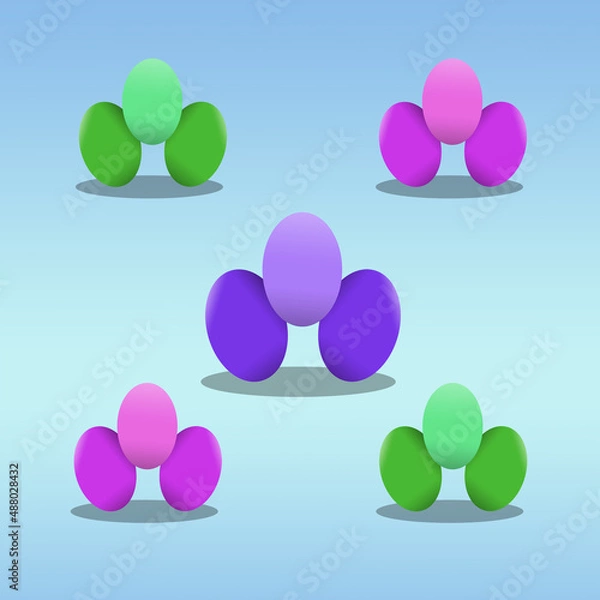 Fototapeta easter green pink purple eggs easter holidays card pattern colorful eggs