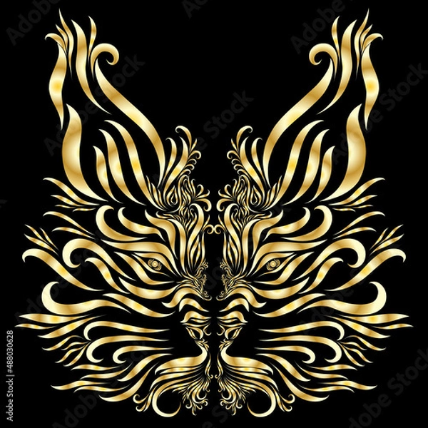 Obraz head of a lynx with graceful lines of golden color