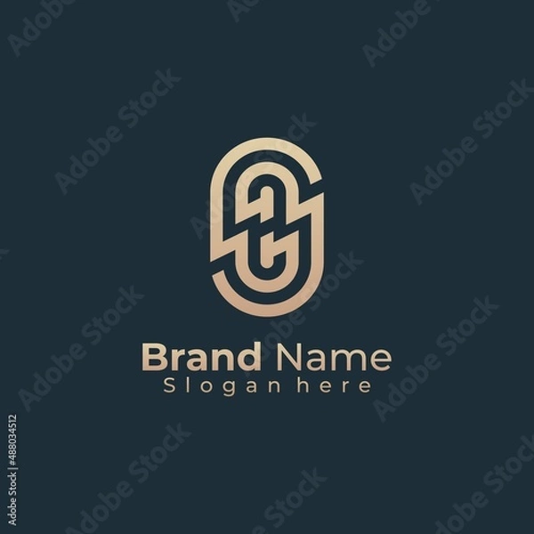 Obraz Modern trendy minimal monogram HS SH H S gradient gold logo design vector