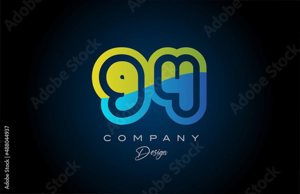 Fototapeta 94 green blue number logo icon design. Creative template for company and business