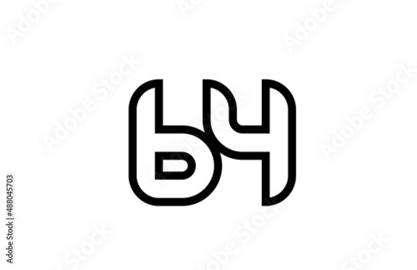 Fototapeta black and white line 64 number logo icon design. Creative template for business and company