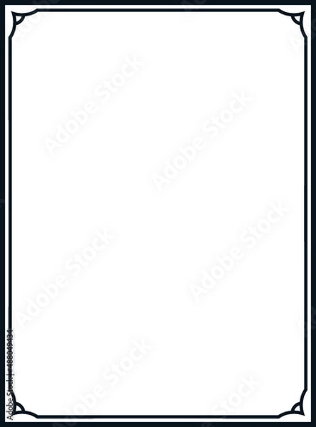 Fototapeta Vector border frame. Background or book page. Simple rectangular billboard, plaque, signboard or label 