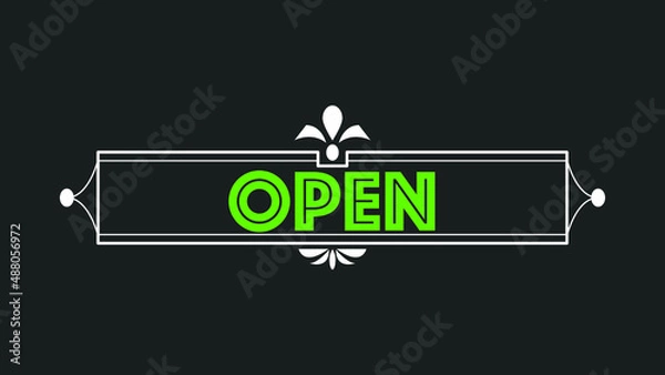 Obraz Open Sign with black background
