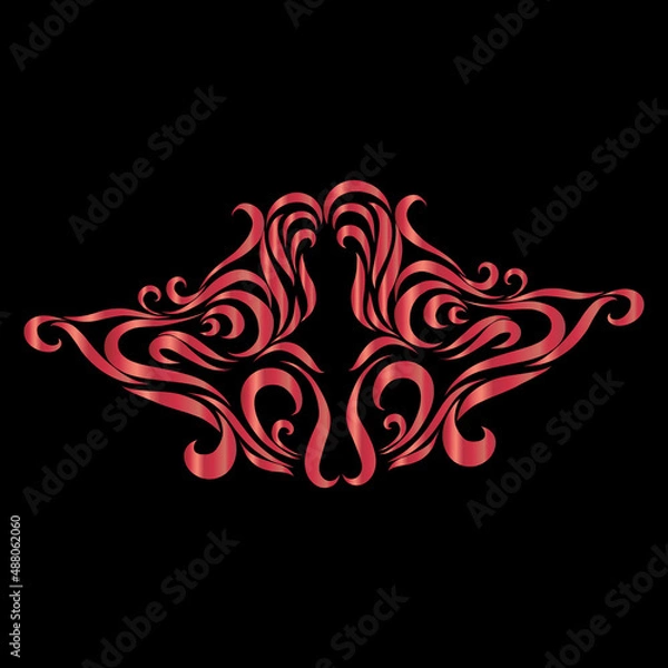 Obraz abstract pink curly lines design pattern floral ornament on dark background