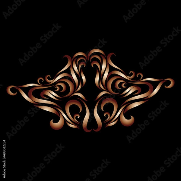 Obraz abstract brown curly lines design pattern floral ornament on dark background