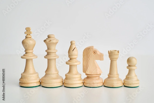 Fototapeta chess pieces on the white background, isolated
