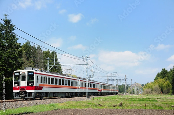 Obraz 東武日光線を走る東武鉄道6050型電車